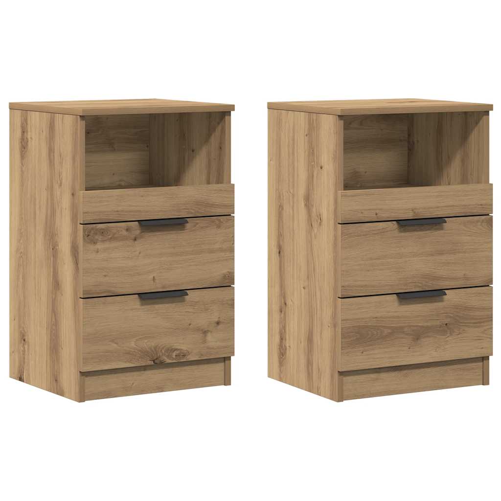 Tables de chevet 2 pcs chêne artisanal bois d'ingénierie