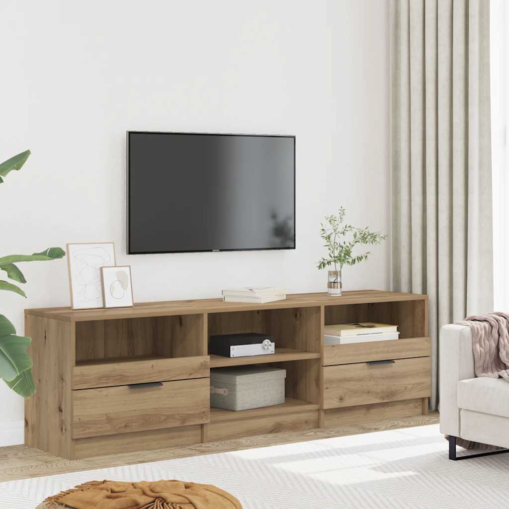 Meuble TV chêne artisanal 150x33,5x45 cm bois d'ingénierie - XIOS