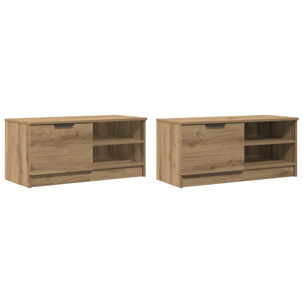 Meubles TV 2 pcs chêne artisanal 80x35x36,5cm bois d'ingénierie - XIOS