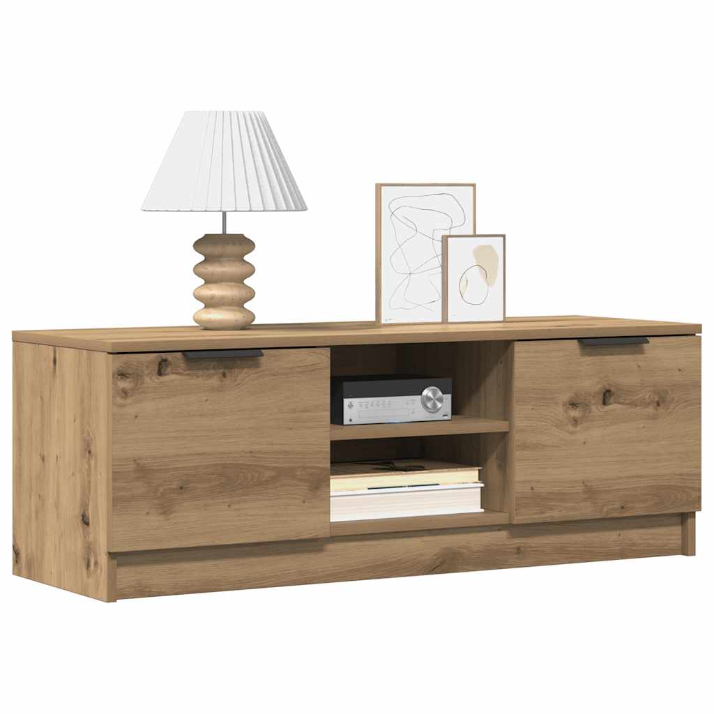 Meuble TV chêne artisanal 102x35x36,5 cm bois d'ingénierie - XIOS