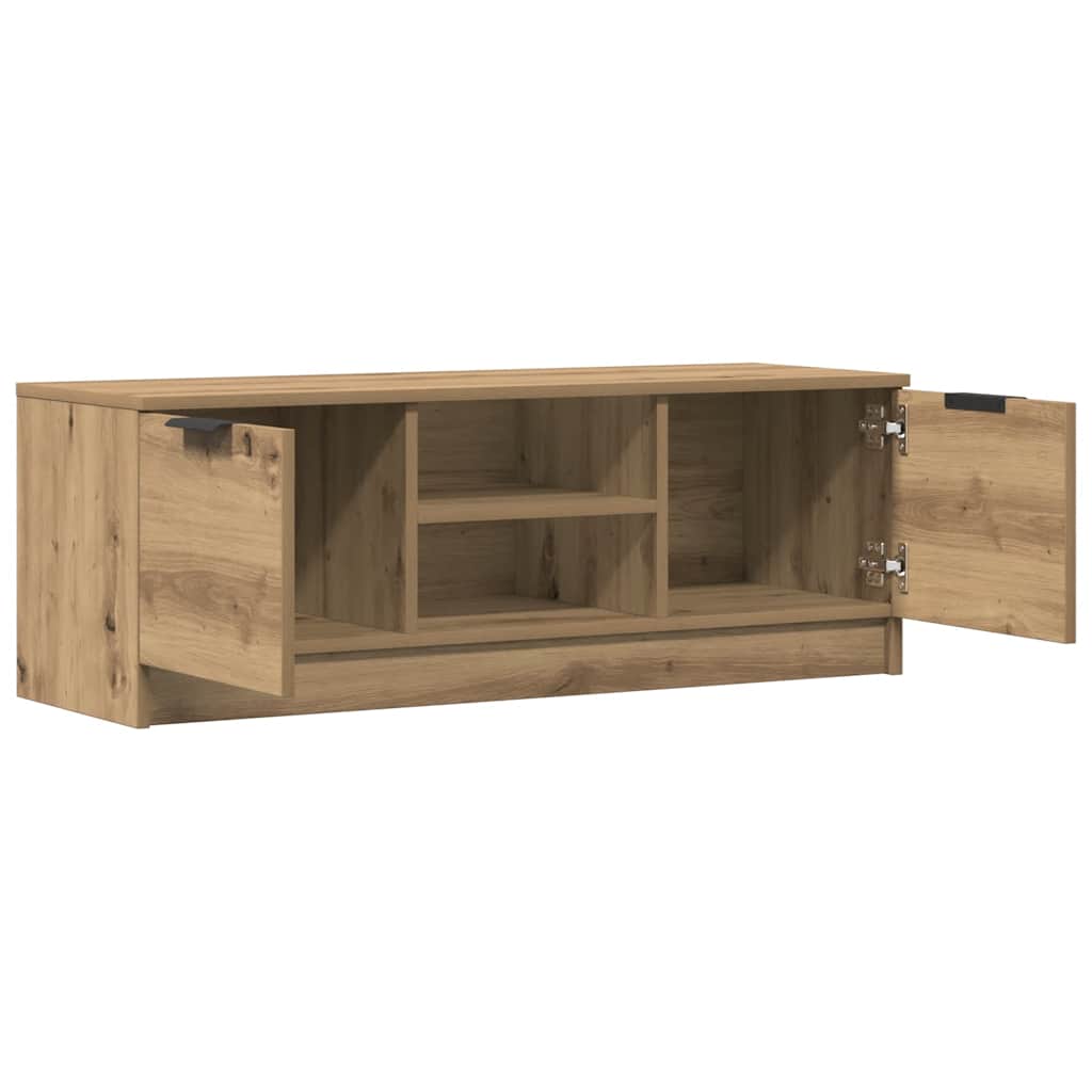 Meuble TV chêne artisanal 102x35x36,5 cm bois d'ingénierie - XIOS