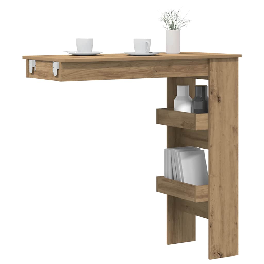 Table de bar murale chêne artisanal bois d'ingénierie - XIOS