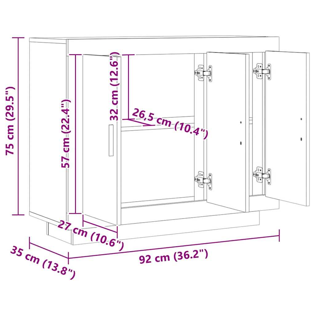 Buffet chêne artisanal 92x35x75 cm bois d'ingénierie - XIOS