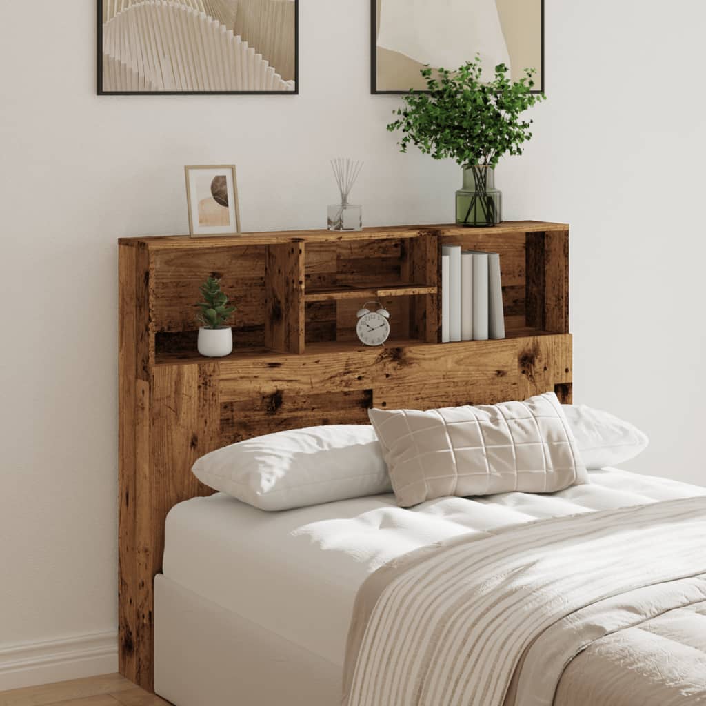 Armoire de tête de lit vieux bois 120x19x103,5 cm - XIOS