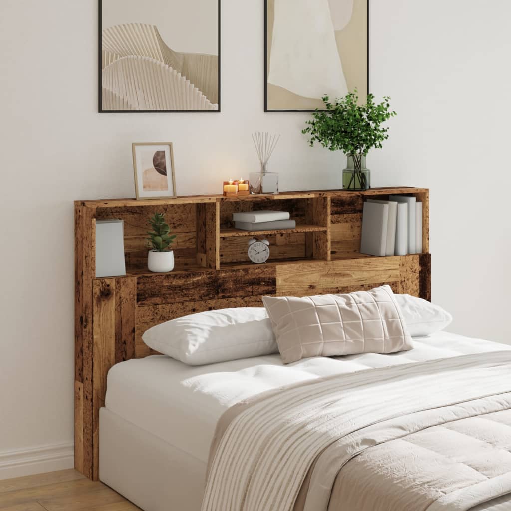 Armoire de tête de lit vieux bois 160x19x103,5 cm - XIOS