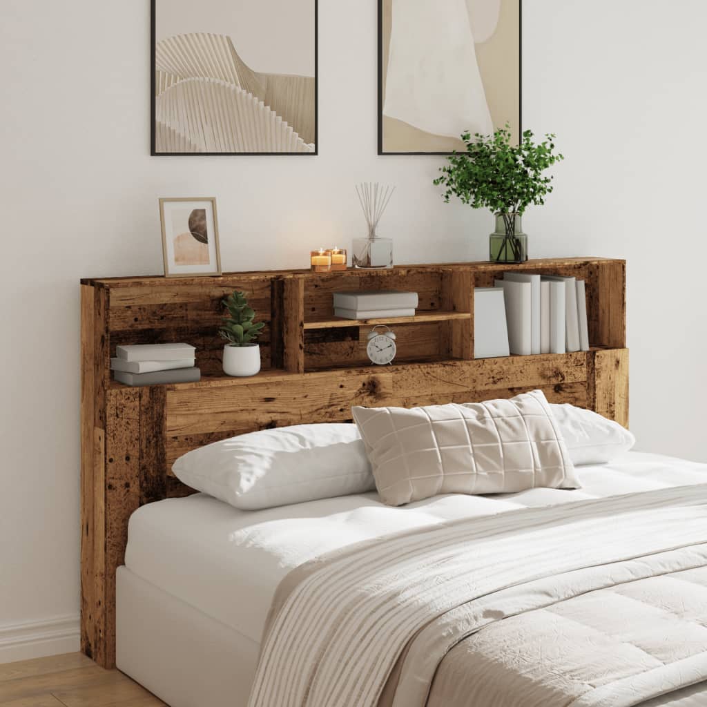 Armoire de tête de lit vieux bois 180x19x103,5 cm - XIOS