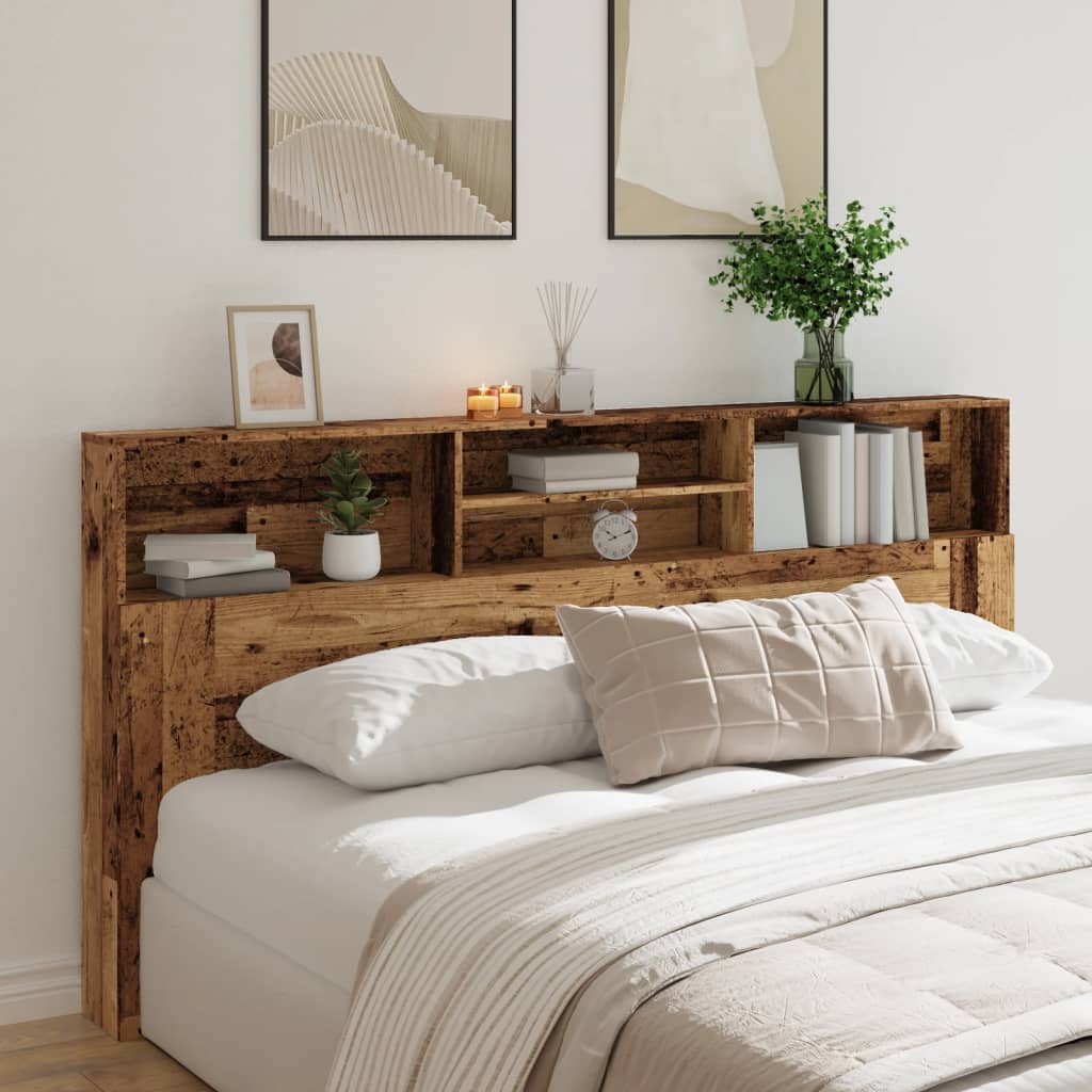 Armoire de tête de lit vieux bois 200x19x103,5 cm - XIOS