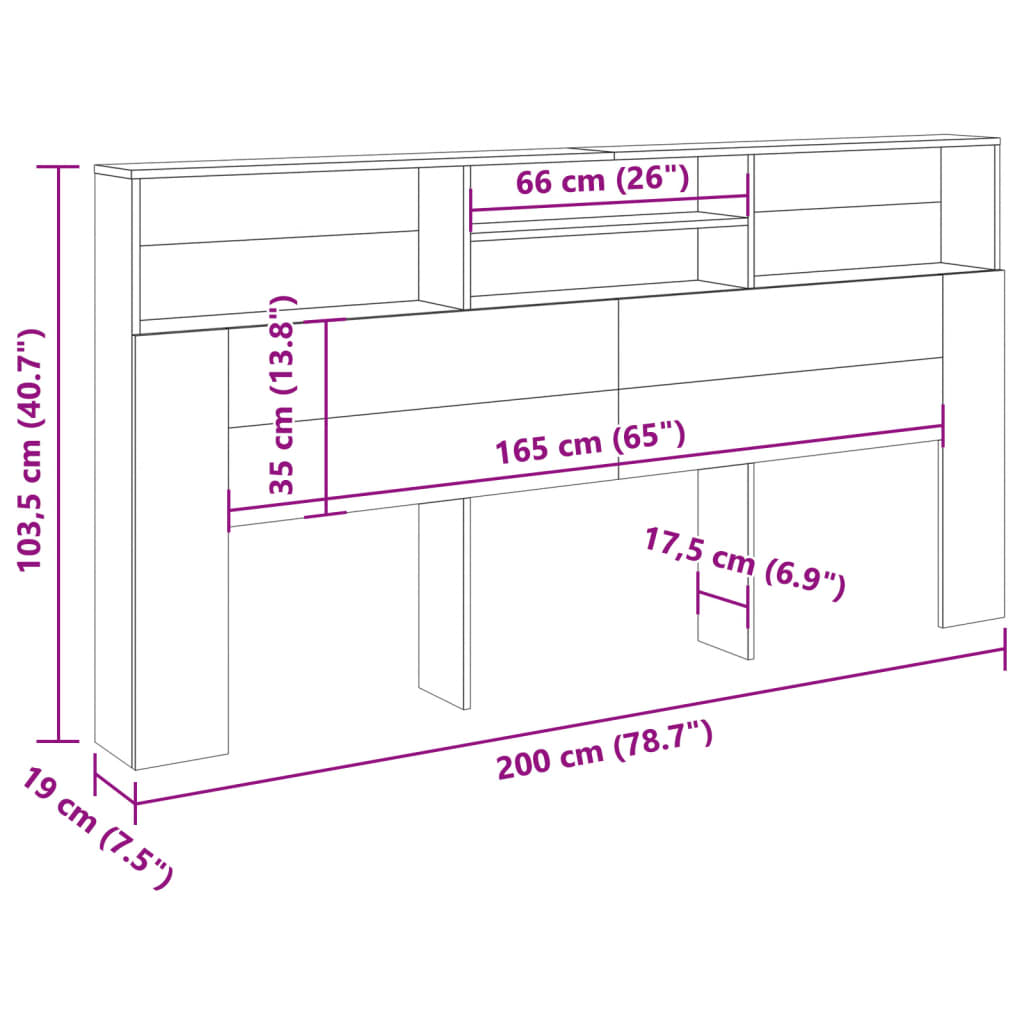Armoire de tête de lit vieux bois 200x19x103,5 cm - XIOS