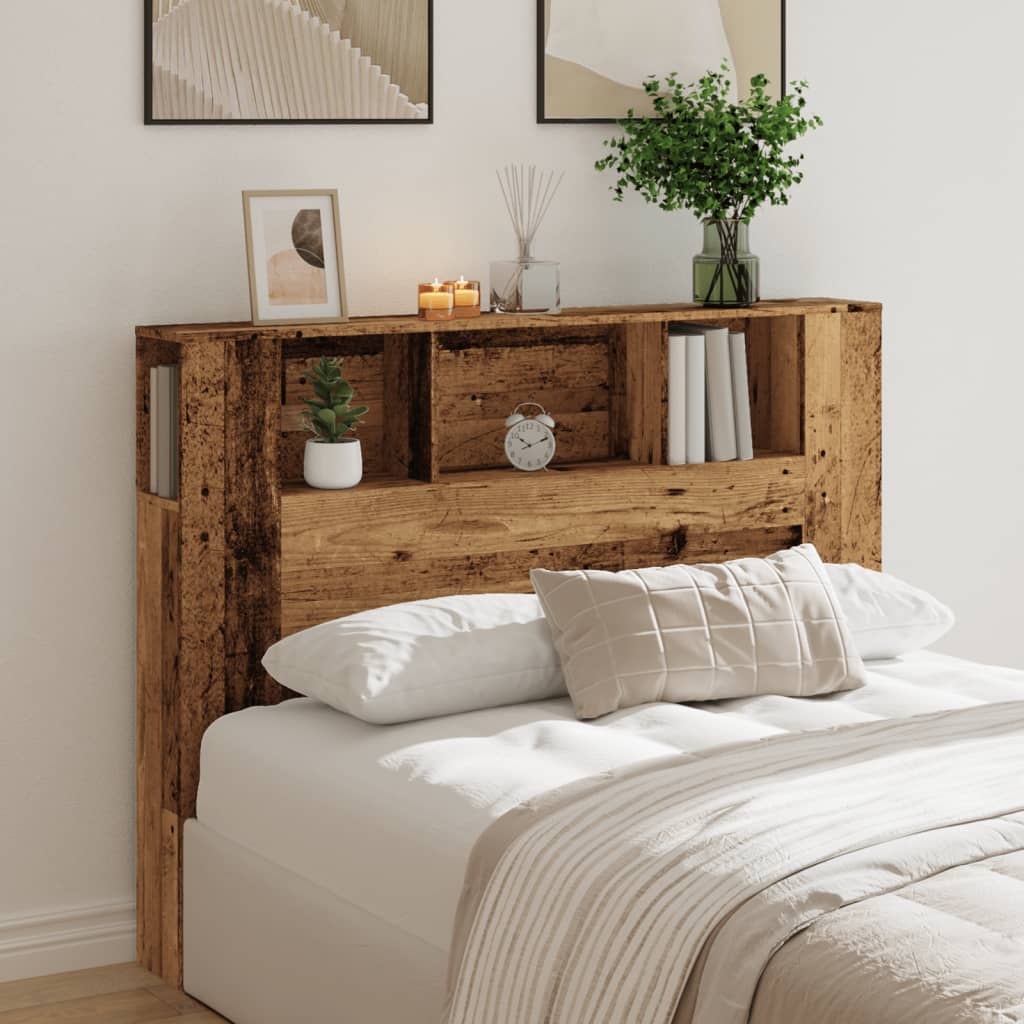 Armoire de tête de lit vieux bois 140x18,5x102,5 cm - XIOS