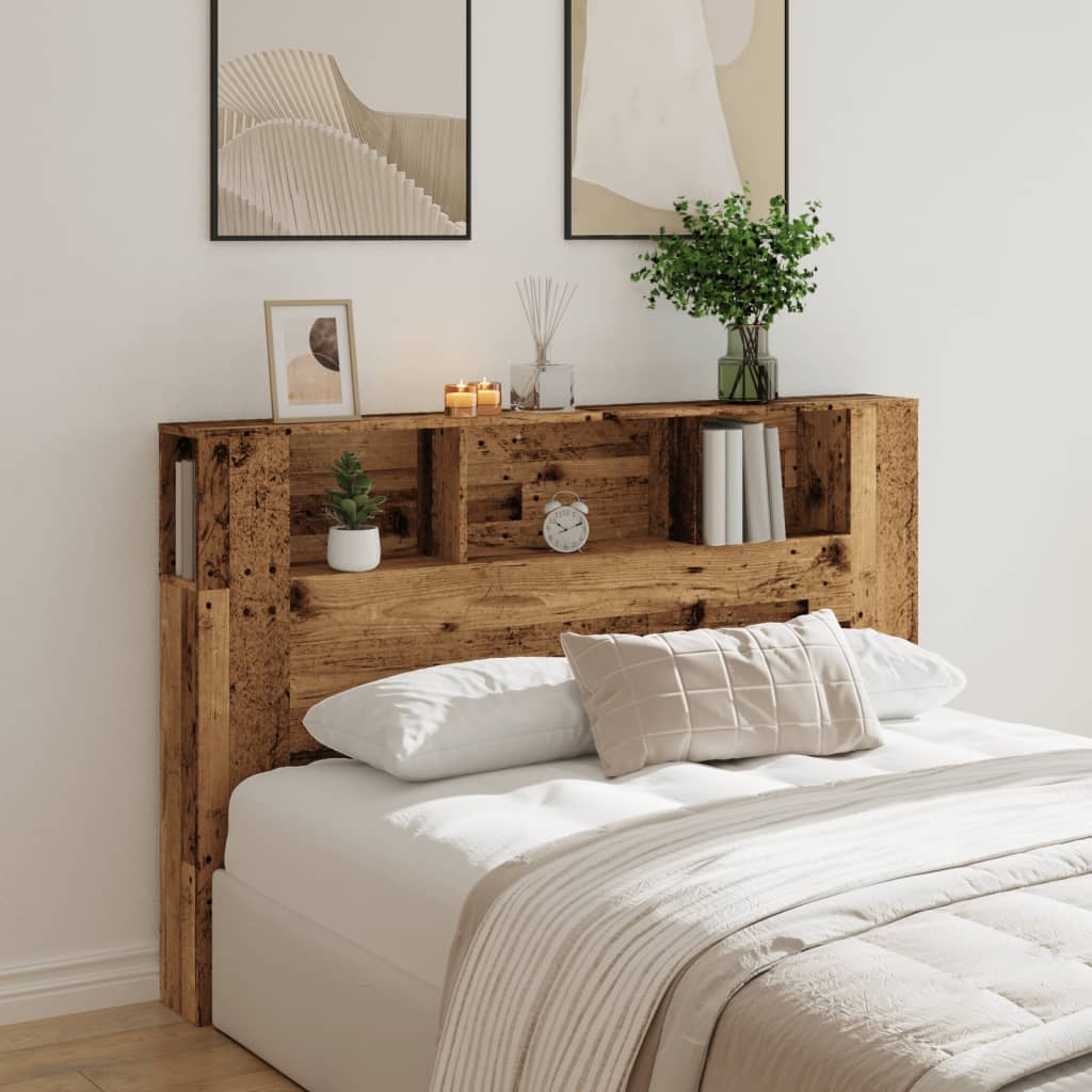 Armoire de tête de lit vieux bois 160x18,5x103,5 cm - XIOS