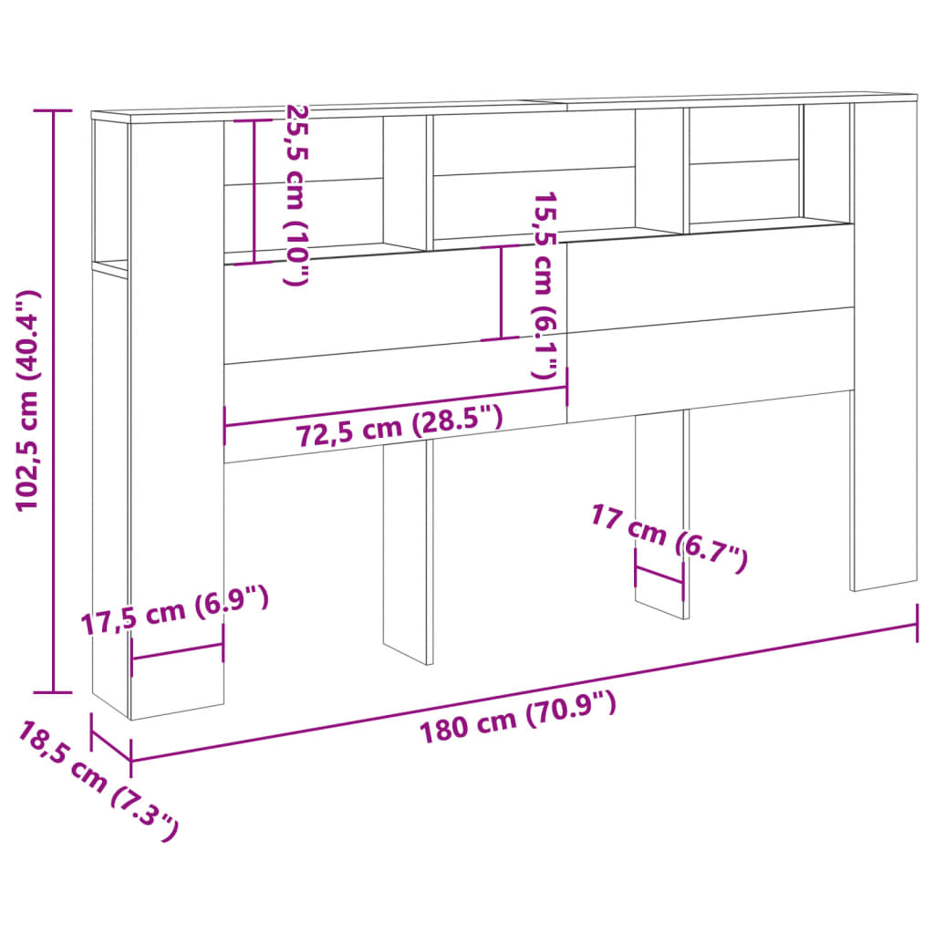Armoire de tête de lit vieux bois 180x18,5x102,5 cm - XIOS