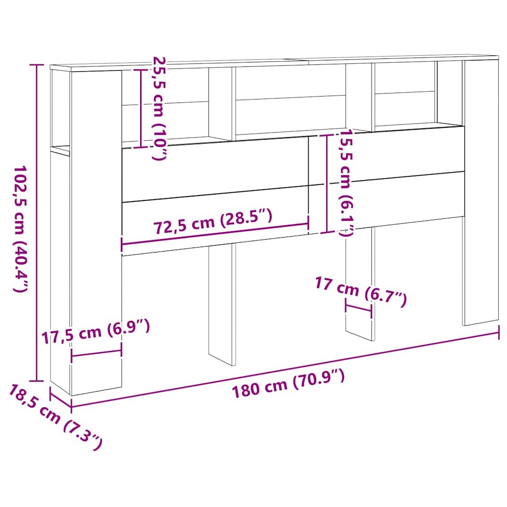 Armoire de tête de lit chêne artisanal 180x18,5x102,5 cm - XIOS