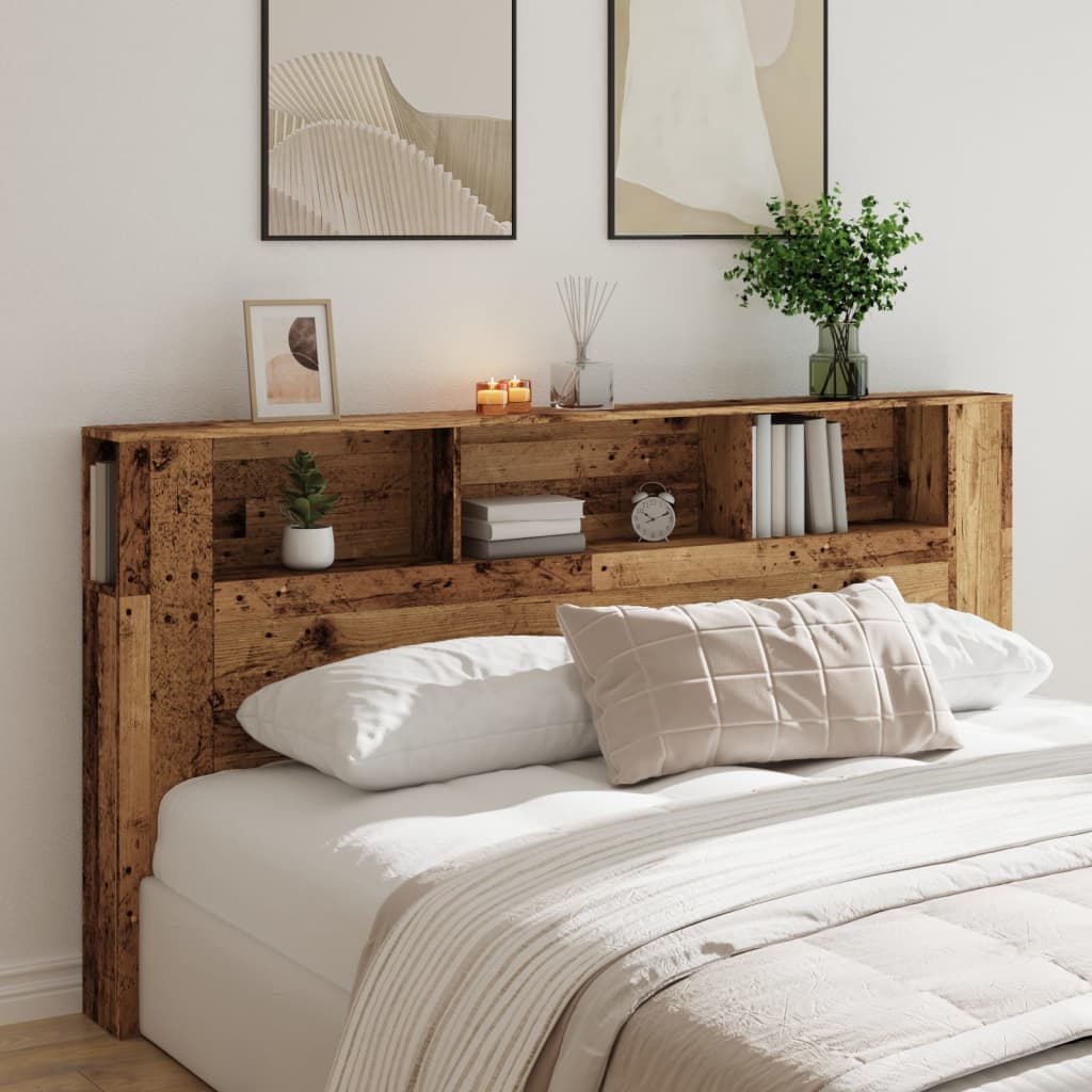 Armoire de tête de lit vieux bois 200x18,5x102,5 cm - XIOS