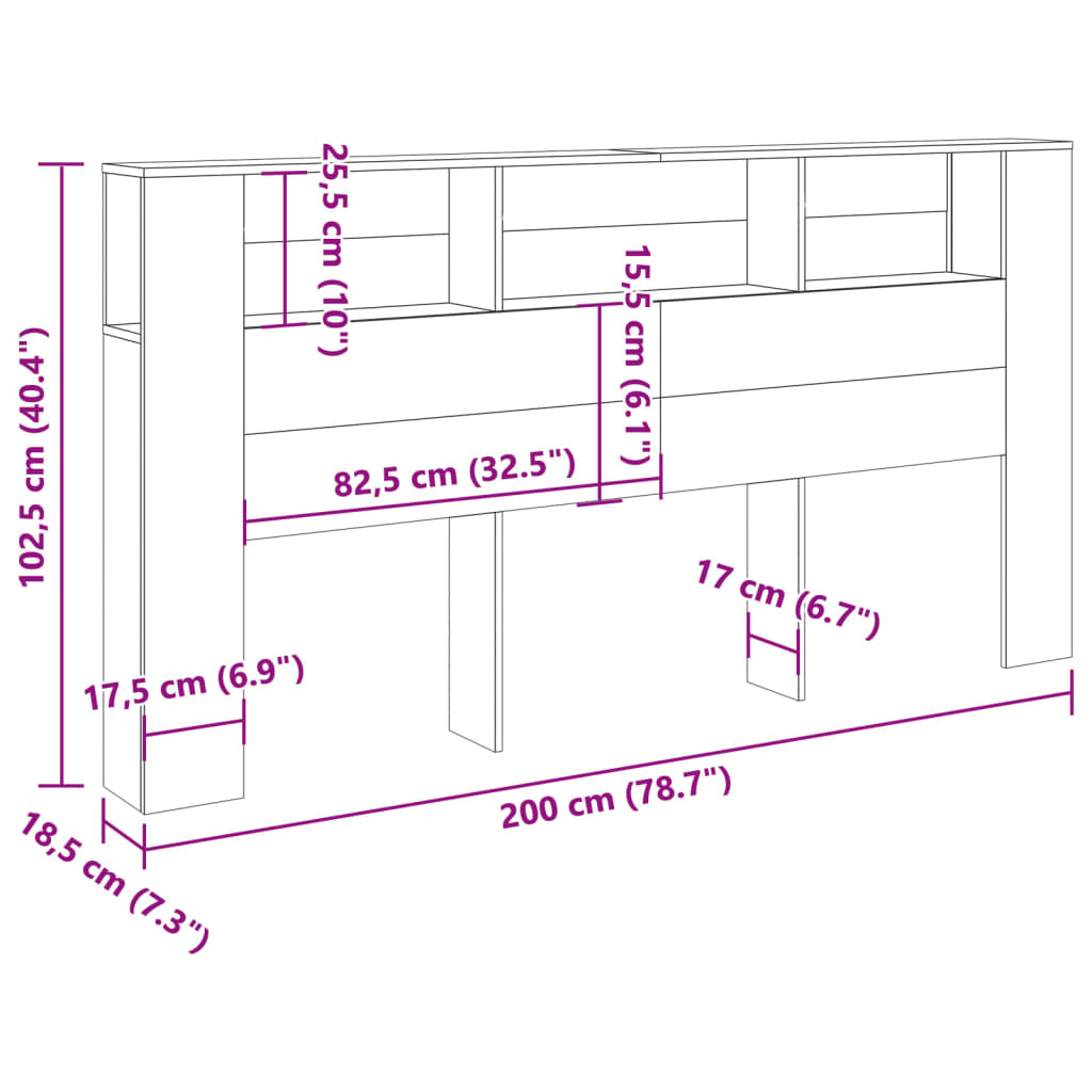 Armoire de tête de lit vieux bois 200x18,5x102,5 cm - XIOS