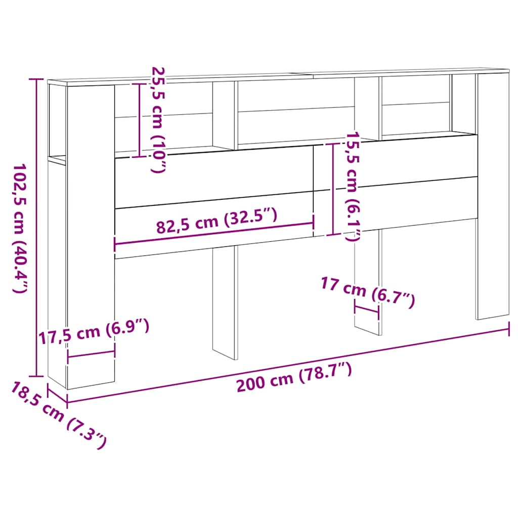 Armoire de tête de lit chêne artisanal 200x18,5x102,5 cm - XIOS