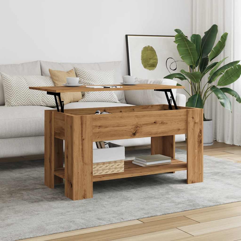 Table basse chêne artisanal 101x49x52 cm bois d'ingénierie XIOS
