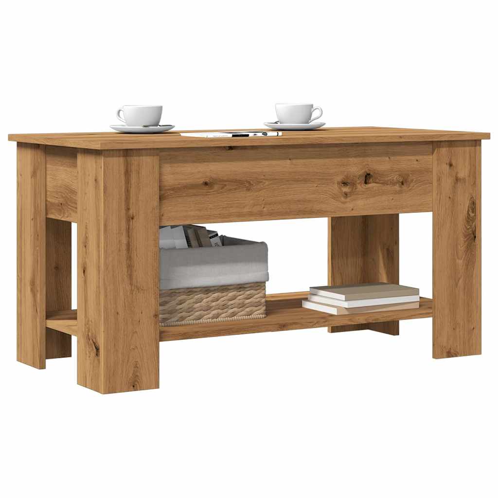 Table basse chêne artisanal 101x49x52 cm bois d'ingénierie XIOS