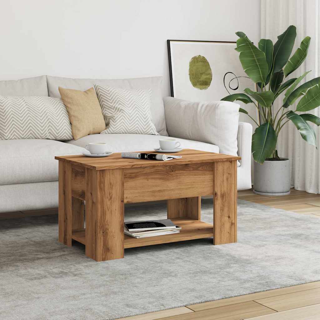 Table basse chêne artisanal 79x49x41 cm bois d'ingénierie XIOS
