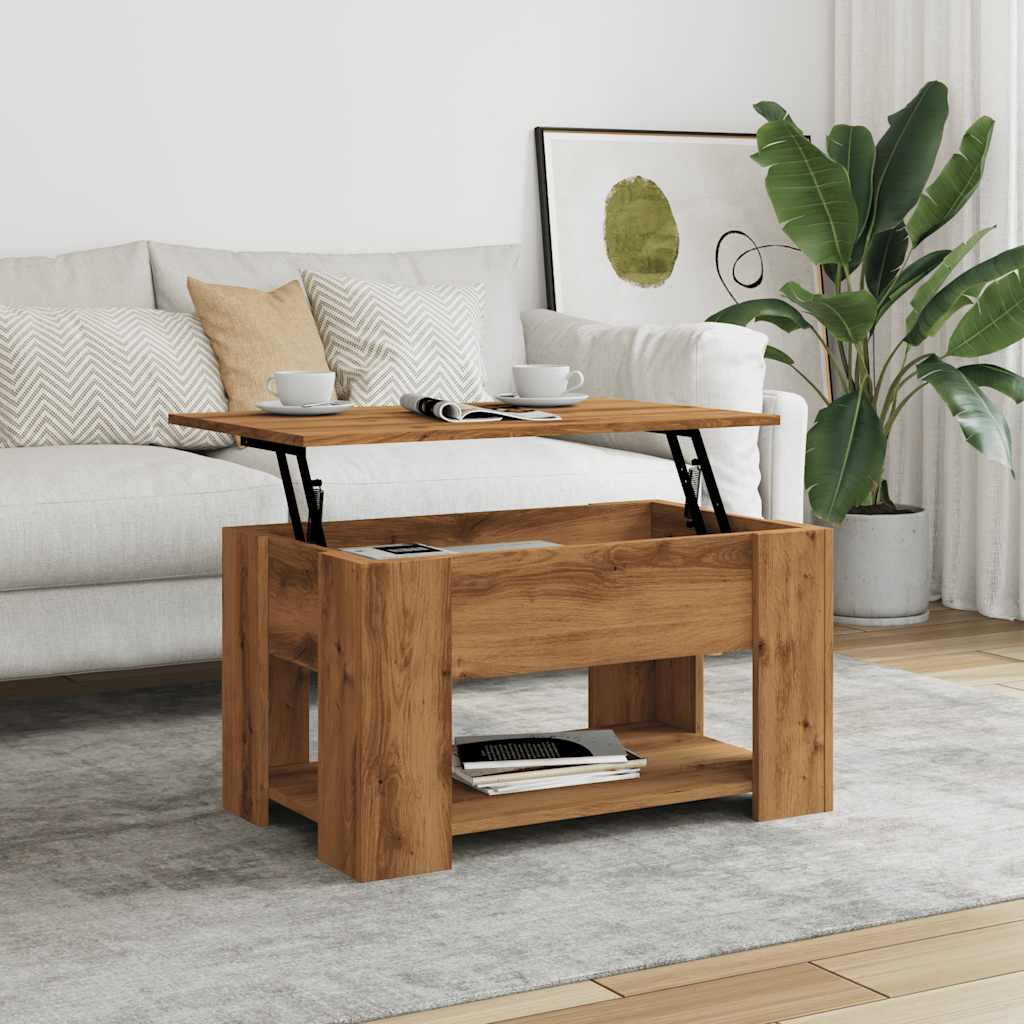 Table basse chêne artisanal 79x49x41 cm bois d'ingénierie XIOS