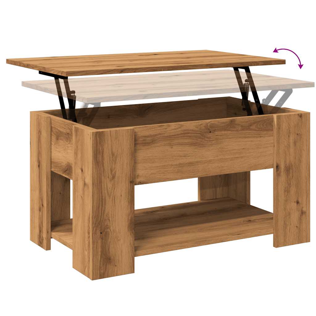 Table basse chêne artisanal 79x49x41 cm bois d'ingénierie XIOS
