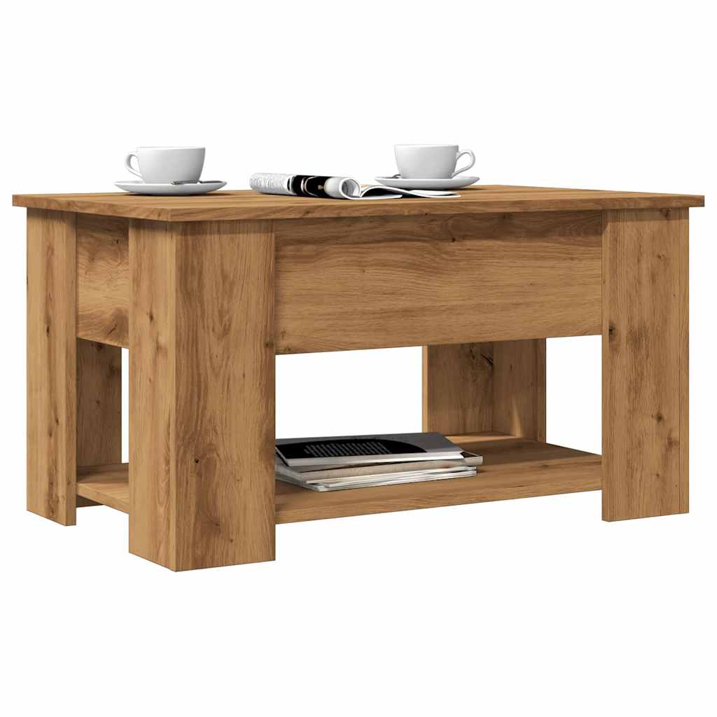 Table basse chêne artisanal 79x49x41 cm bois d'ingénierie XIOS