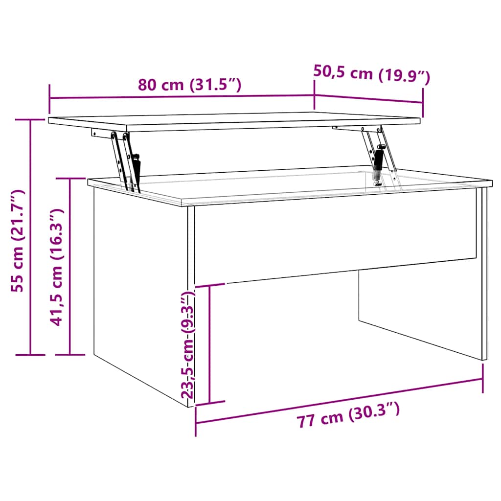Table basse chêne artisanal 80x50,5x41,5 cm bois d'ingénierie - XIOS