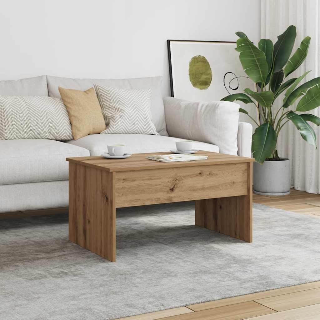 Table basse chêne artisanal 80x50,5x41,5 cm bois d'ingénierie - XIOS