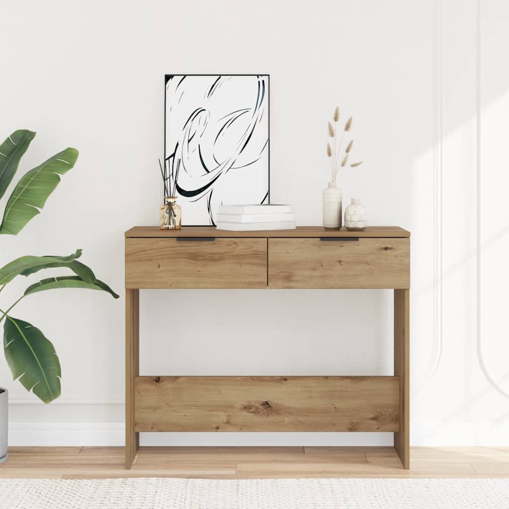 Table console chêne artisanal 90x36x75 cm bois d'ingénierie - XIOS
