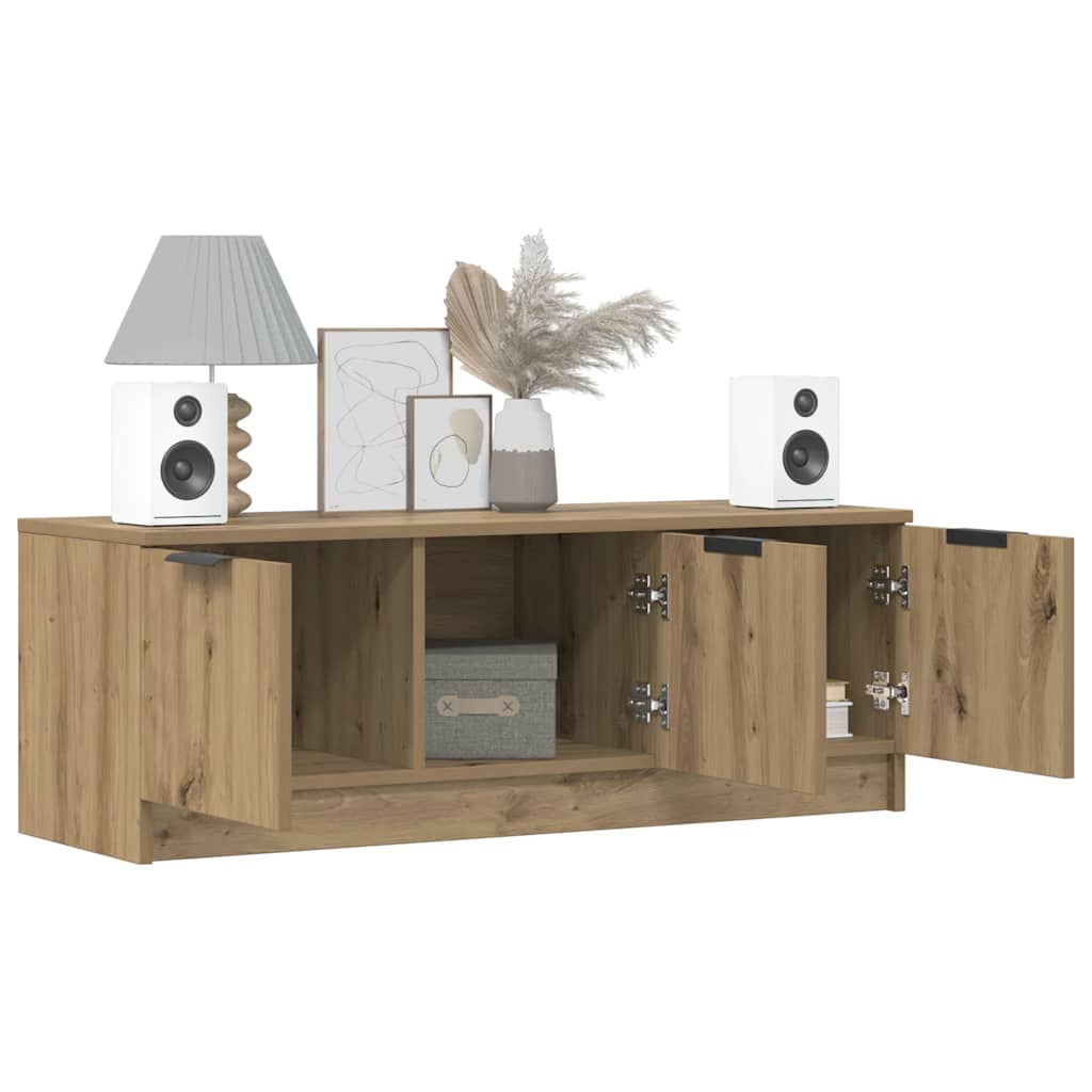 Meuble TV chêne artisanal 102x35x36,5 cm bois d'ingénierie - XIOS