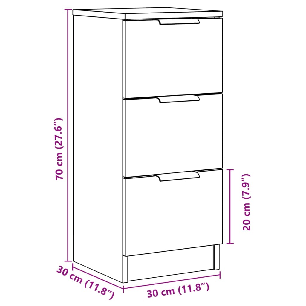 Buffet vieux bois 30x30x70 cm bois d'ingénierie - XIOS