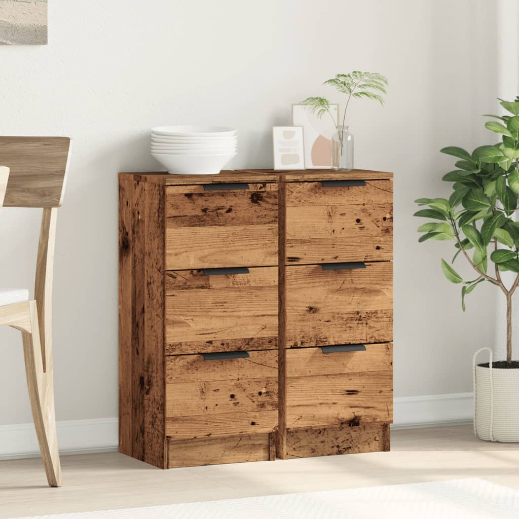 Buffets 2 pcs vieux bois 30x30x70 cm bois d'ingénierie - XIOS