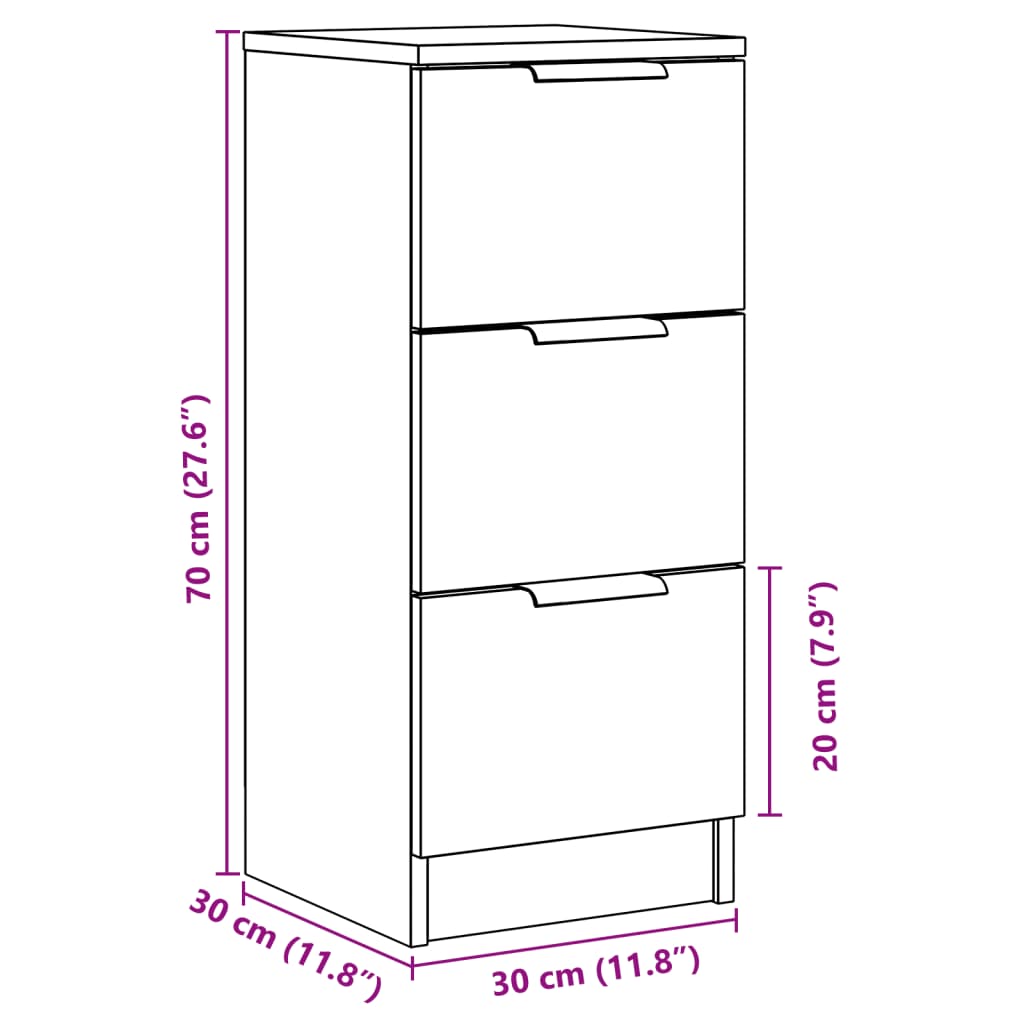 Buffets 2 pcs vieux bois 30x30x70 cm bois d'ingénierie - XIOS