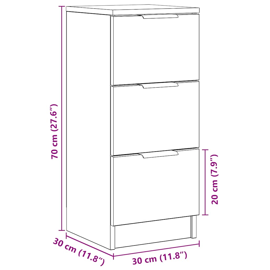 Buffet chêne artisanal 30x30x70 cm bois d'ingénierie - XIOS