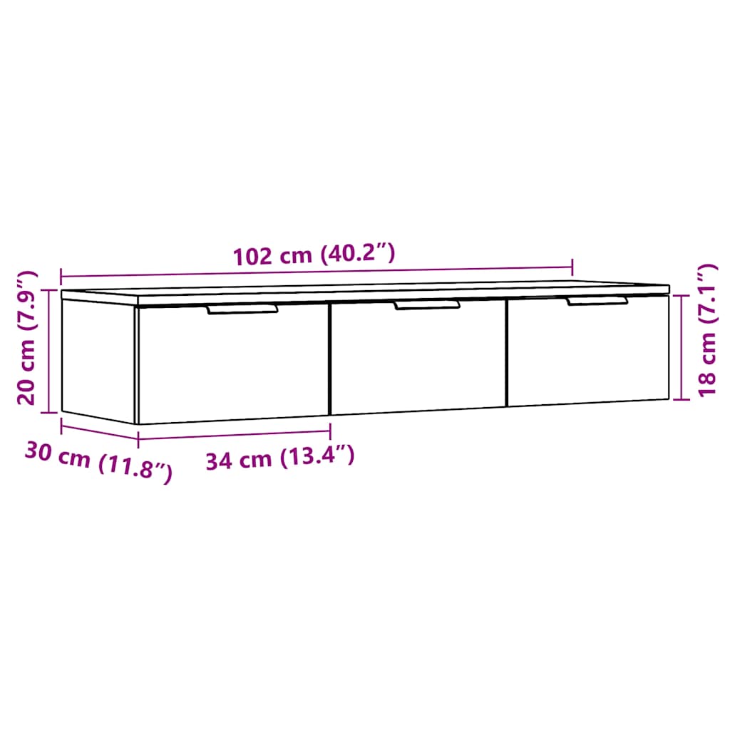 Armoire murale vieux bois 102x30x20 cm bois d'ingénierie - XIOS