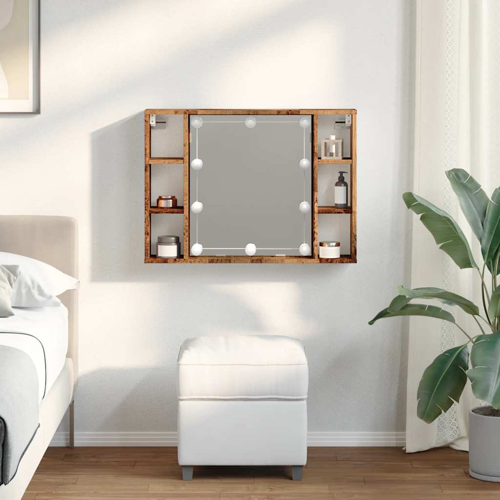 Armoire à miroir et LED vieux bois 76x15x55cm bois d'ingénierie - XIOS
