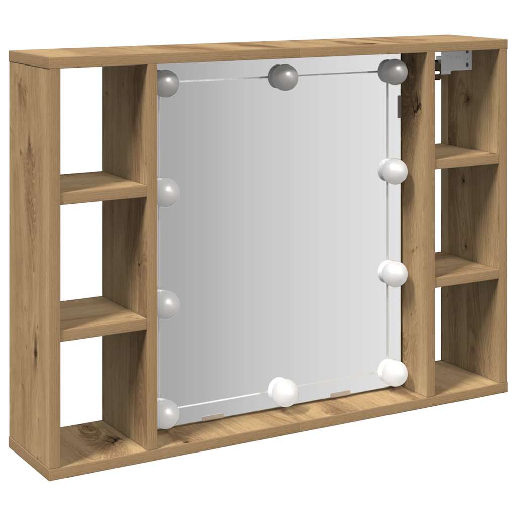 Armoire à miroir avec LED chêne artisanal 76x15x55 cm - XIOS