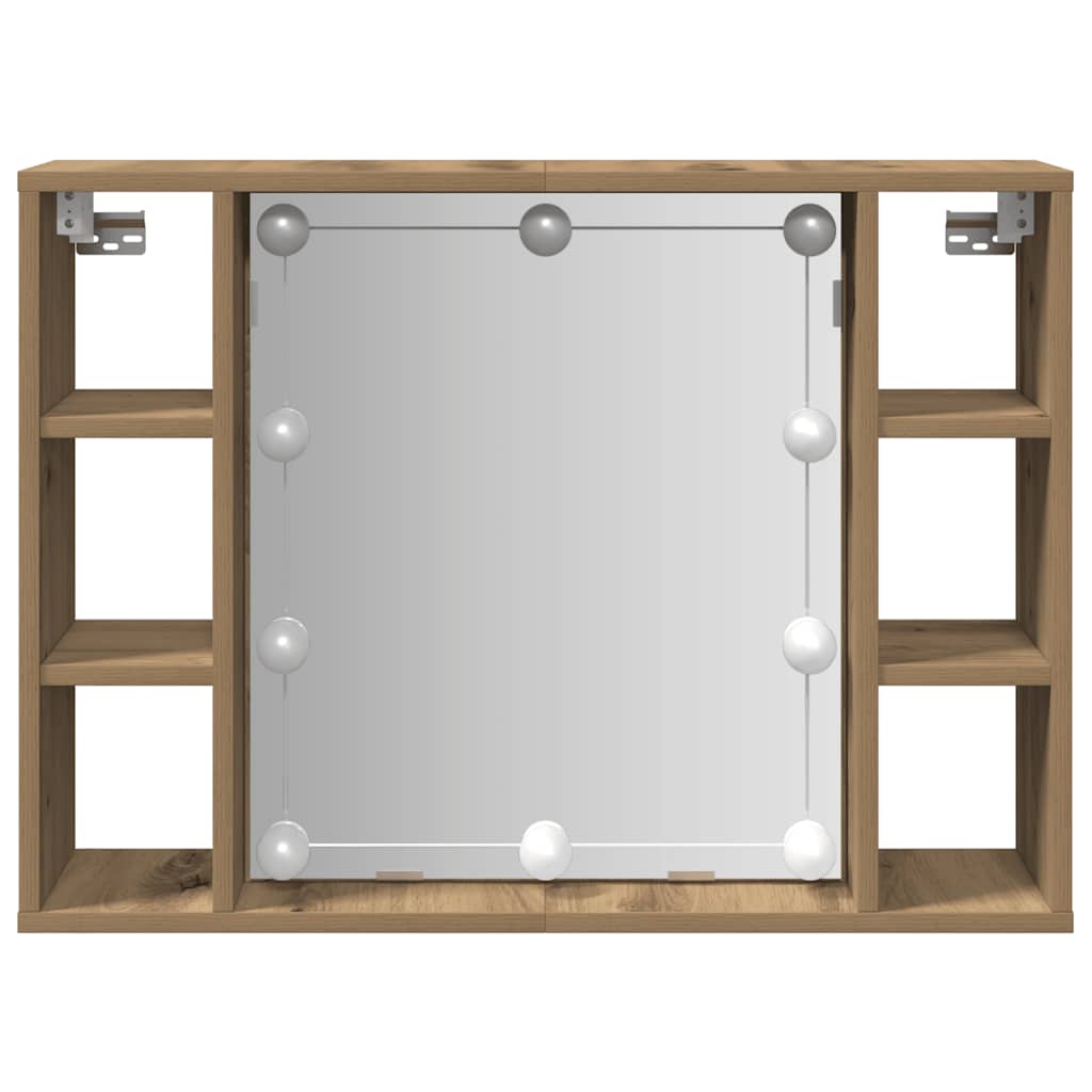 Armoire à miroir avec LED chêne artisanal 76x15x55 cm - XIOS