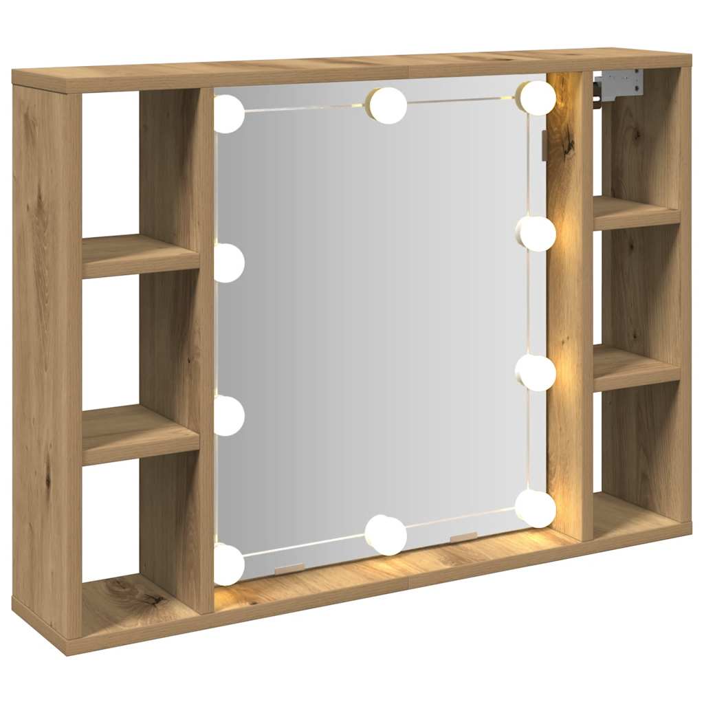 Armoire à miroir avec LED chêne artisanal 76x15x55 cm - XIOS