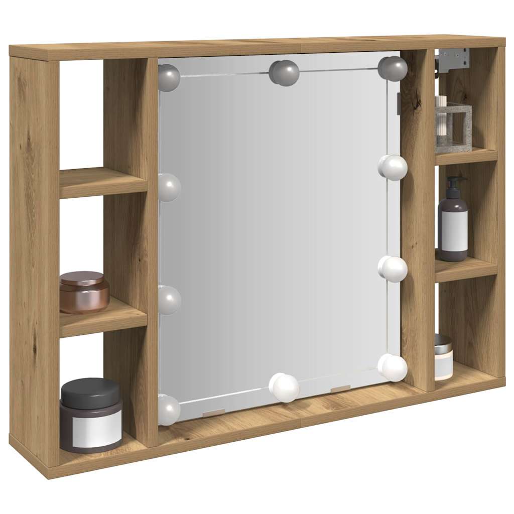 Armoire à miroir avec LED chêne artisanal 76x15x55 cm - XIOS