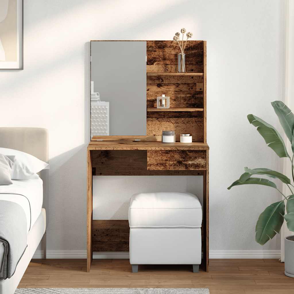 Coiffeuse avec miroir vieux bois 74,5x40x141 cm - XIOS
