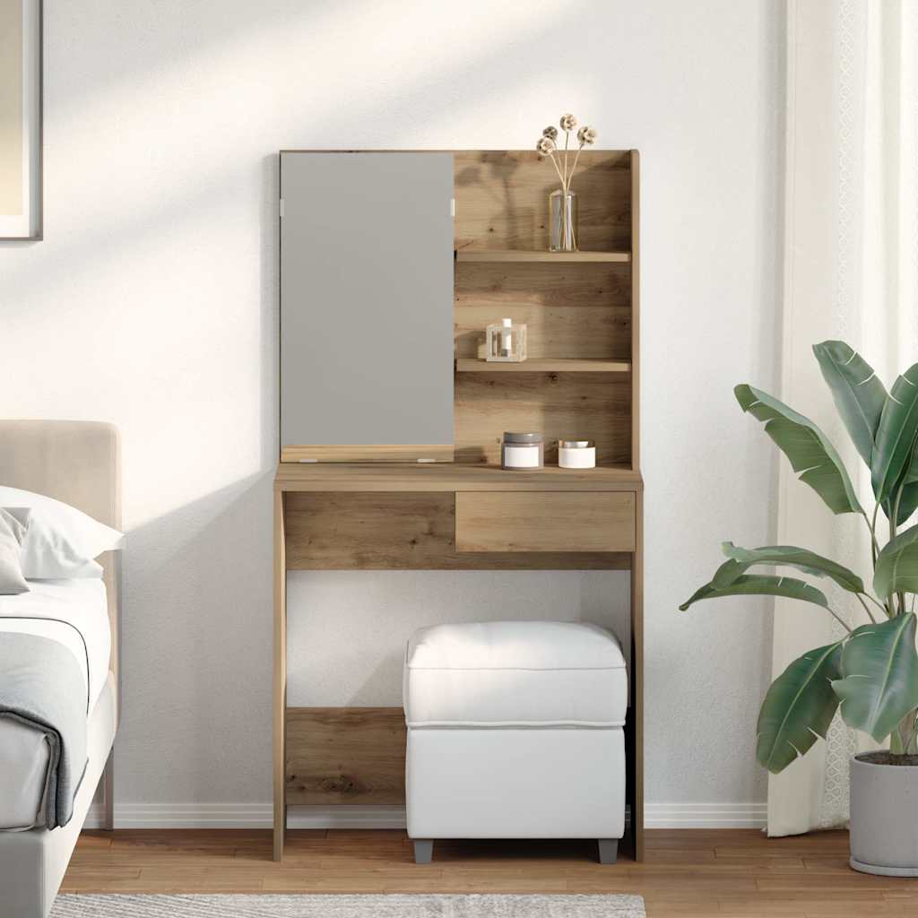 Coiffeuse avec miroir chêne artisanal 74,5x40x141 cm - XIOS