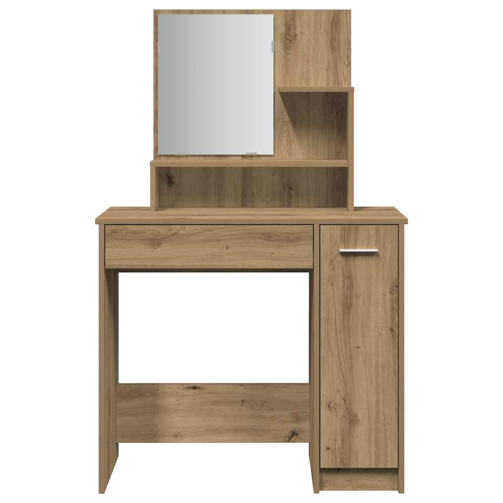 Coiffeuse avec miroir chêne artisanal 86,5x35x136 cm - XIOS