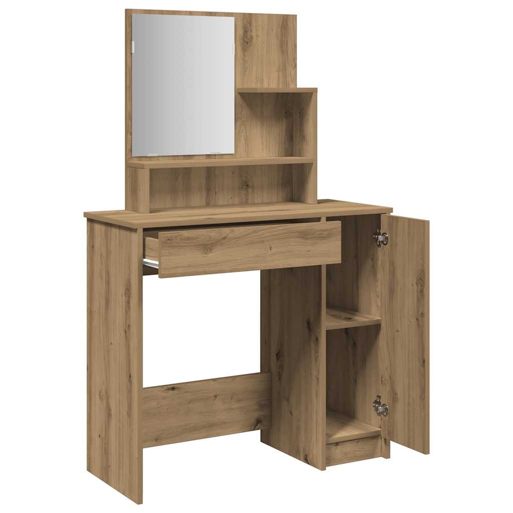 Coiffeuse avec miroir chêne artisanal 86,5x35x136 cm - XIOS