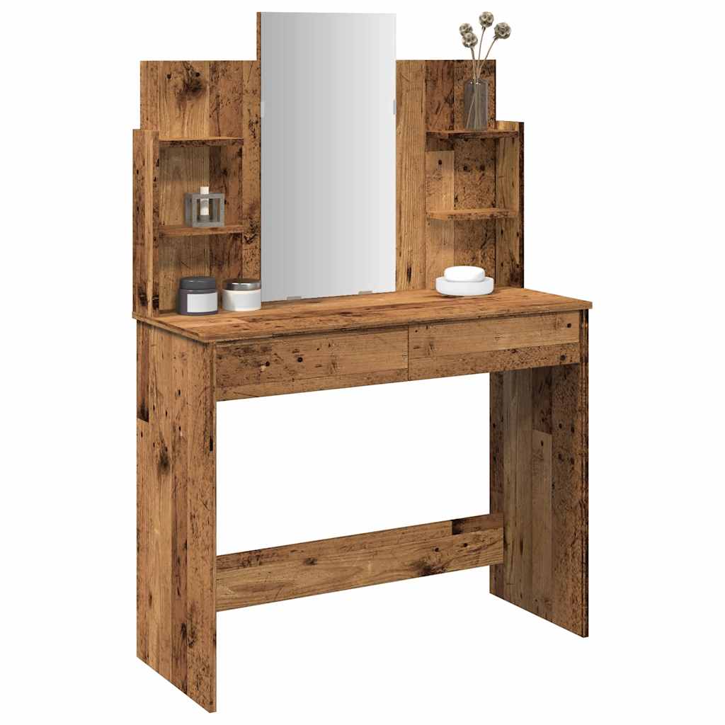 Coiffeuse avec miroir vieux bois 96x39x142 cm - XIOS