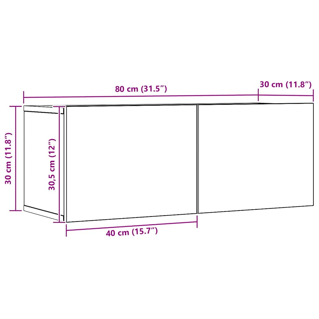 Meubles TV muraux 2 pcs chêne artisanal 80x30x30 cm - XIOS