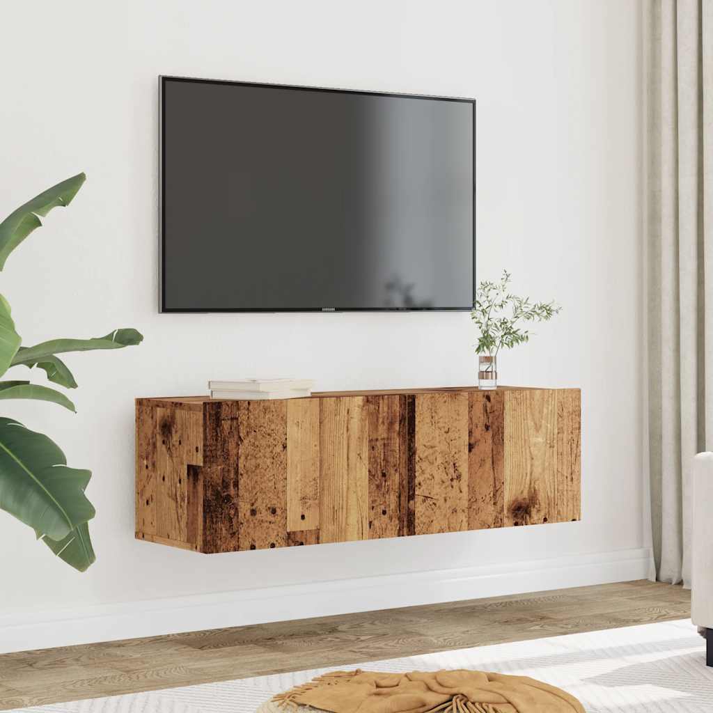Meubles TV muraux 2 pcs vieux bois 100x30x30 cm - XIOS