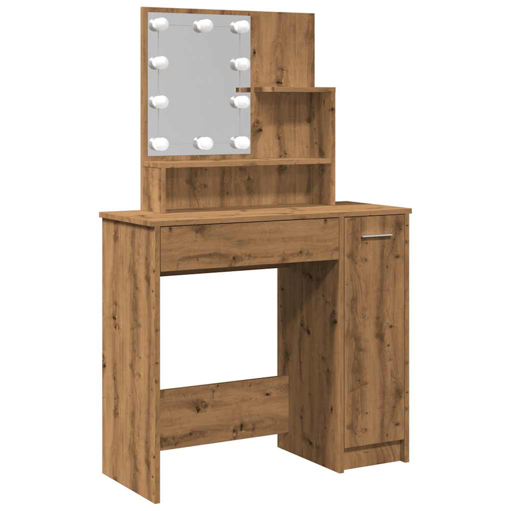 Coiffeuse avec LED chêne artisanal 86,5x35x136 cm XIOS