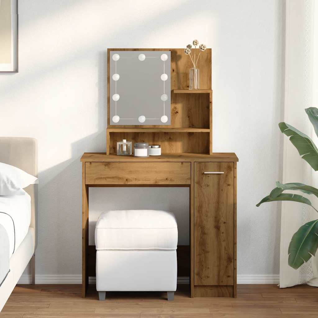 Coiffeuse avec LED chêne artisanal 86,5x35x136 cm XIOS