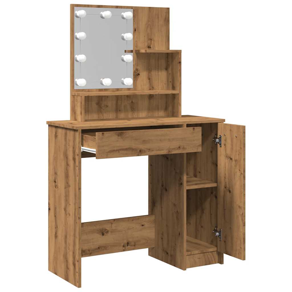 Coiffeuse avec LED chêne artisanal 86,5x35x136 cm XIOS