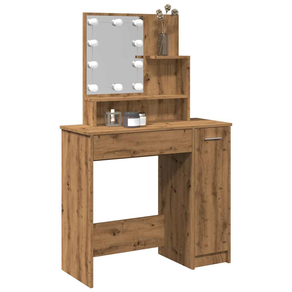 Coiffeuse avec LED chêne artisanal 86,5x35x136 cm XIOS